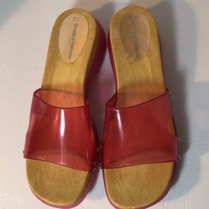 Gruppo Italiano Italy Wedge Slide Sandal Pink